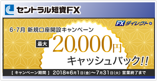 セントラル短資FX最大20000円新規口座開設キャンペーン!イメージ セントラル短資FX最大20000円新規口座開設キャンペーン!イメージ