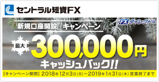 セントラル短資FX最大30万円新規口座開設キャンペーン!イメージ セントラル短資FX最大30万円新規口座開設キャンペーン!イメージ
