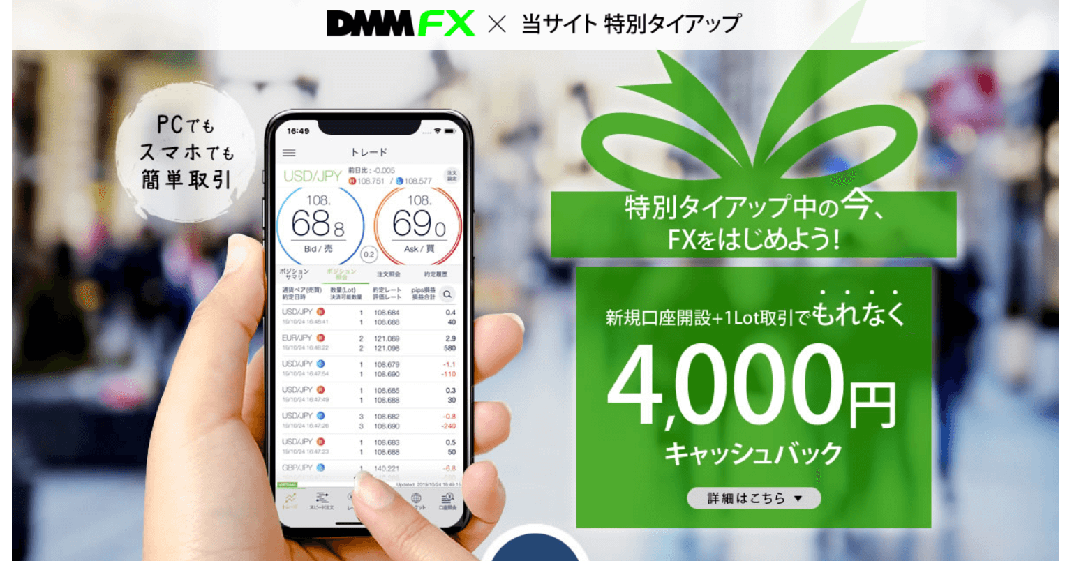 DMM FXは限定タイアップで最大2万4000円キャッシュバックに！